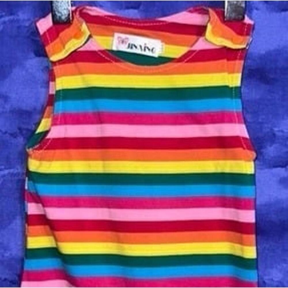 Jinxing Kids Rainbow Stripe Sleeveless Romper Size 100 Pride Colorful One-Piece
